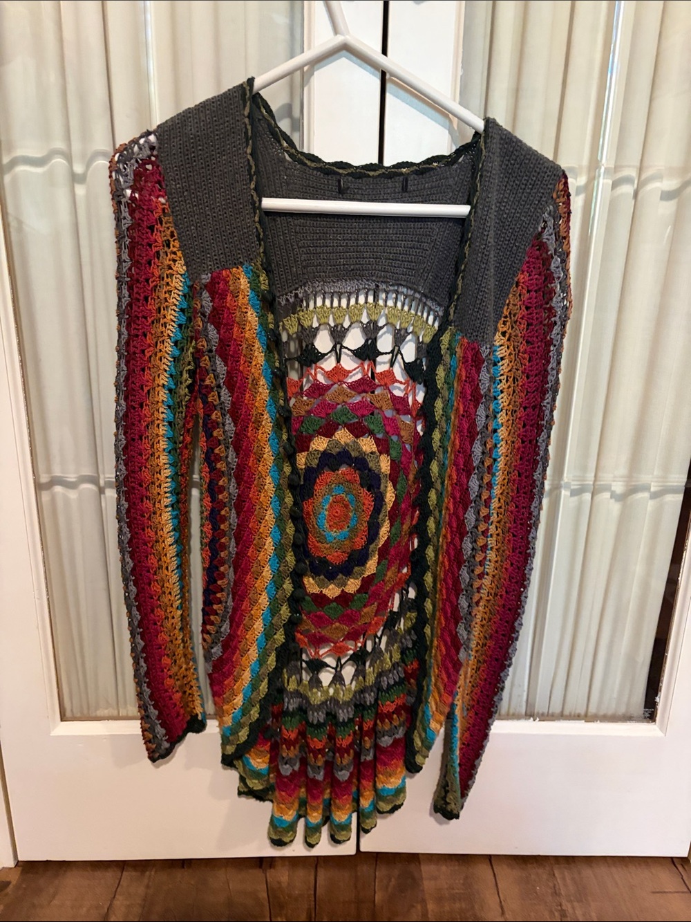 Multicolor Crochet Open-Front Women's Sweater Cardigan